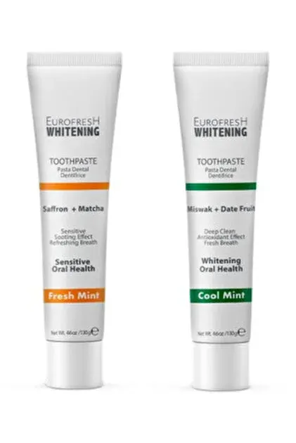 معجون أسنان يوروفريش وايتنينج بالزعفران والماتشا (130 جرام) - للأسنان الحساسة | أصلي من فارماسي تركيا 🇹🇷